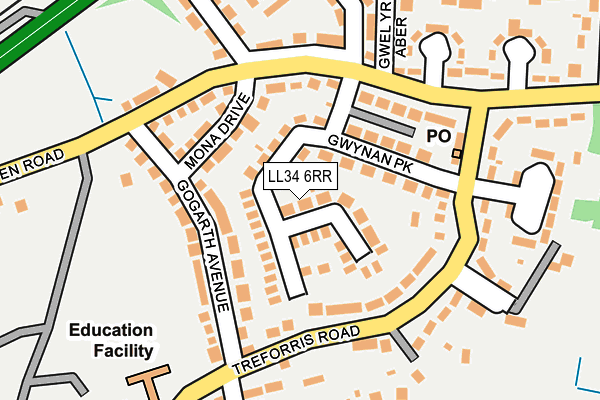 LL34 6RR map - OS OpenMap – Local (Ordnance Survey)
