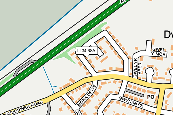 LL34 6SA map - OS OpenMap – Local (Ordnance Survey)