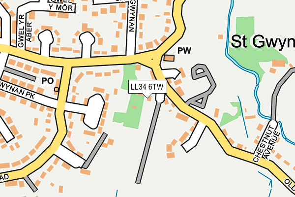 LL34 6TW map - OS OpenMap – Local (Ordnance Survey)