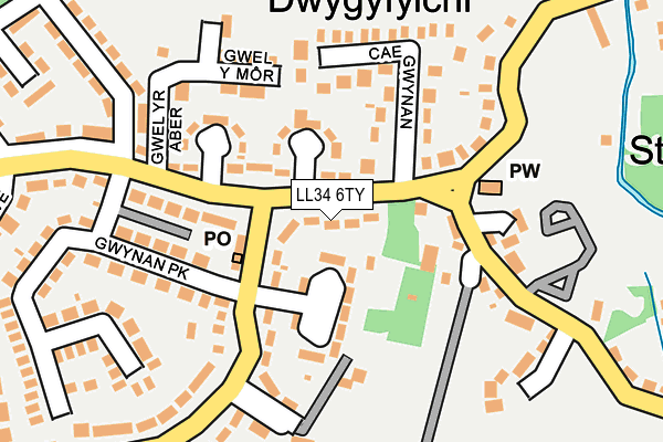 LL34 6TY map - OS OpenMap – Local (Ordnance Survey)