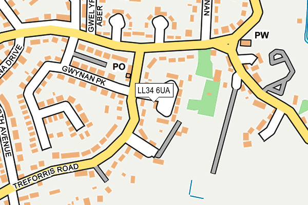 LL34 6UA map - OS OpenMap – Local (Ordnance Survey)