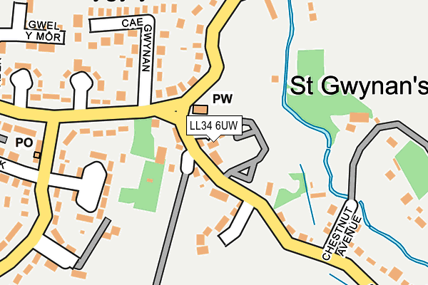 LL34 6UW map - OS OpenMap – Local (Ordnance Survey)