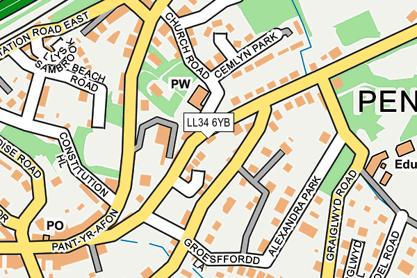 LL34 6YB map - OS OpenMap – Local (Ordnance Survey)