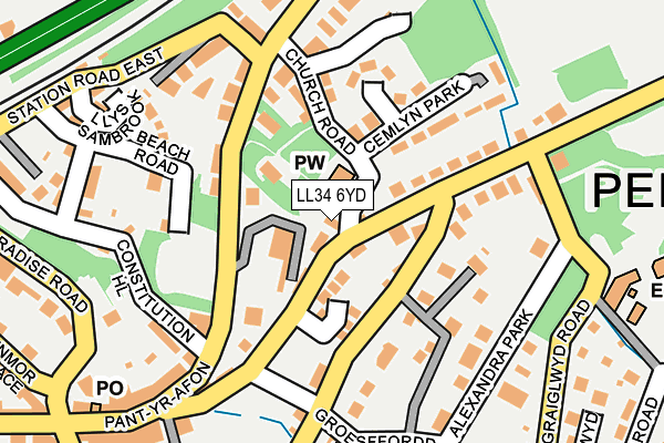 LL34 6YD map - OS OpenMap – Local (Ordnance Survey)