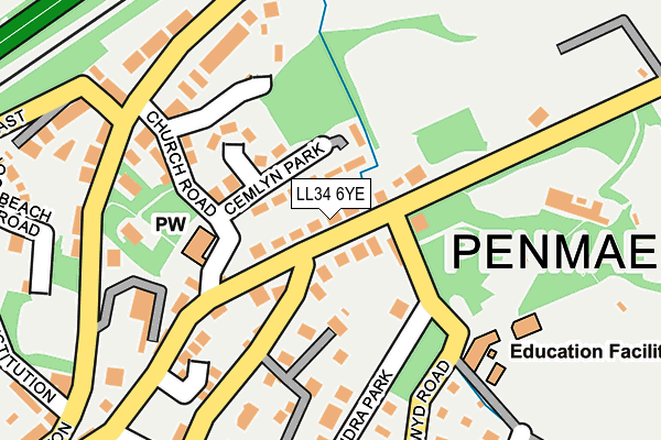 LL34 6YE map - OS OpenMap – Local (Ordnance Survey)