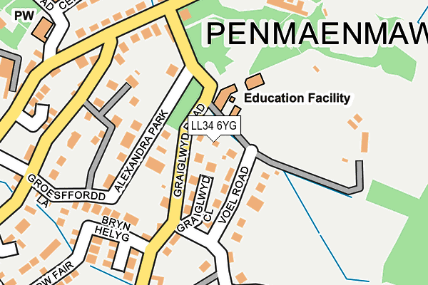 LL34 6YG map - OS OpenMap – Local (Ordnance Survey)