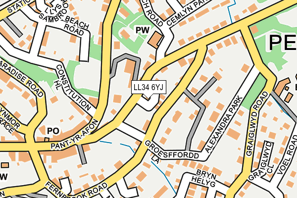 LL34 6YJ map - OS OpenMap – Local (Ordnance Survey)