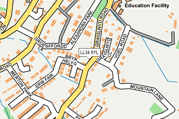 LL34 6YL map - OS OpenMap – Local (Ordnance Survey)
