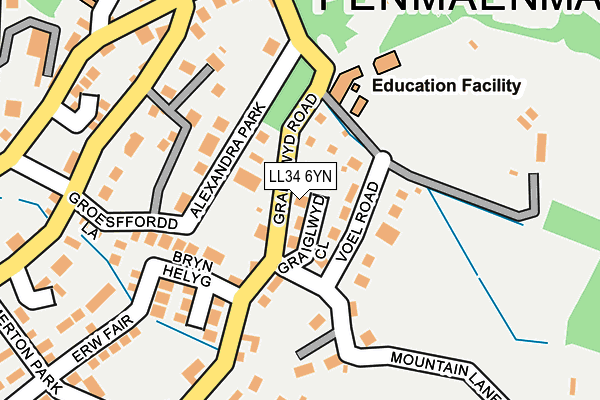 LL34 6YN map - OS OpenMap – Local (Ordnance Survey)