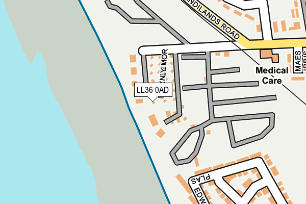 LL36 0AD map - OS OpenMap – Local (Ordnance Survey)