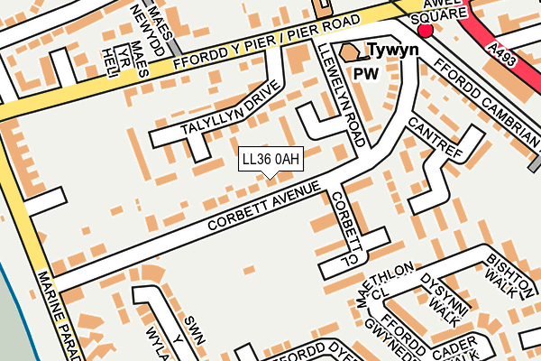 LL36 0AH map - OS OpenMap – Local (Ordnance Survey)