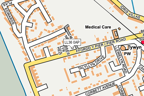 LL36 0AP map - OS OpenMap – Local (Ordnance Survey)