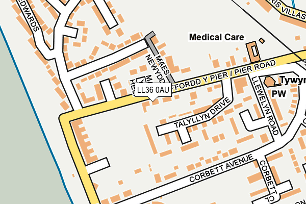 LL36 0AU map - OS OpenMap – Local (Ordnance Survey)
