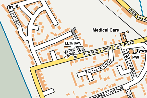 LL36 0AW map - OS OpenMap – Local (Ordnance Survey)
