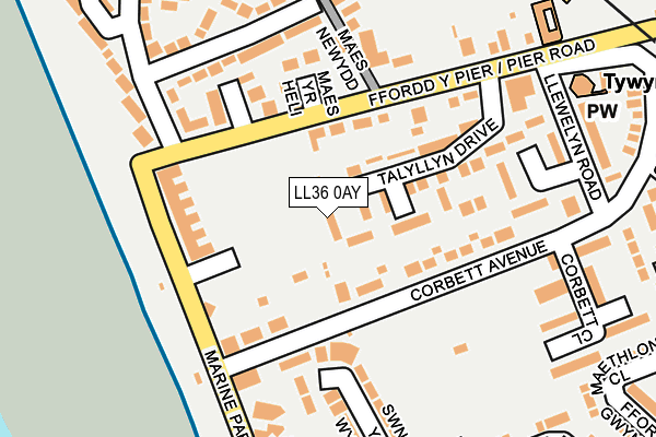 LL36 0AY map - OS OpenMap – Local (Ordnance Survey)