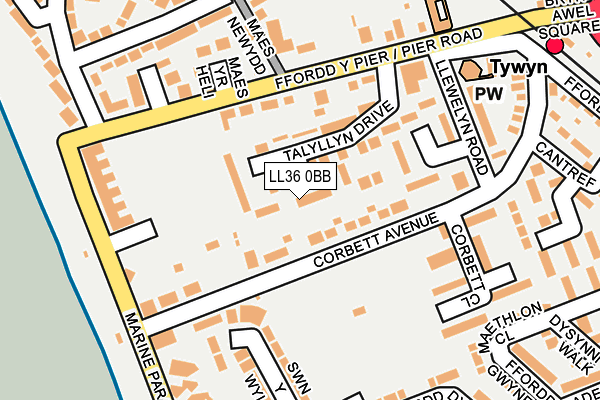 LL36 0BB map - OS OpenMap – Local (Ordnance Survey)