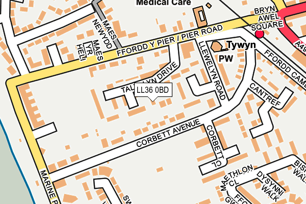 LL36 0BD map - OS OpenMap – Local (Ordnance Survey)