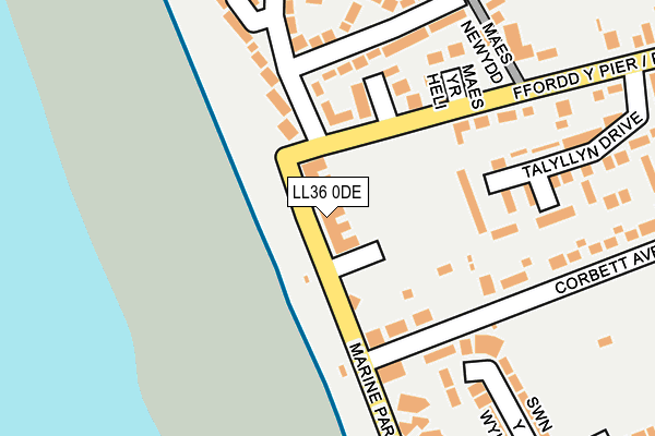 LL36 0DE map - OS OpenMap – Local (Ordnance Survey)