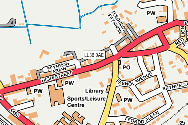 LL36 9AE map - OS OpenMap – Local (Ordnance Survey)
