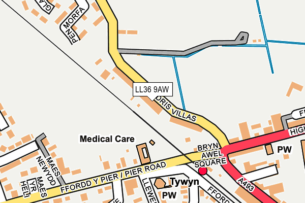 LL36 9AW map - OS OpenMap – Local (Ordnance Survey)