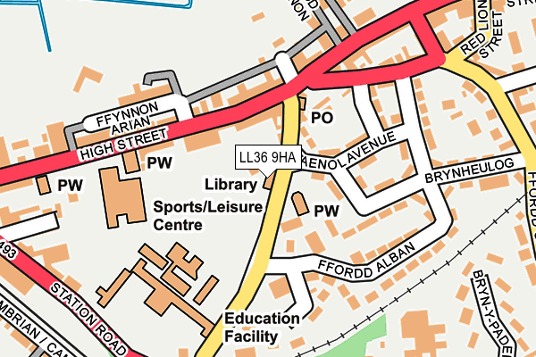 LL36 9HA map - OS OpenMap – Local (Ordnance Survey)