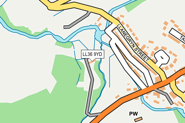 LL36 9YD map - OS OpenMap – Local (Ordnance Survey)