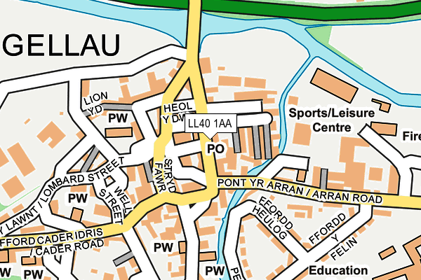 LL40 1AA map - OS OpenMap – Local (Ordnance Survey)
