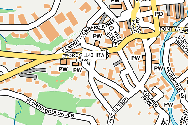 LL40 1RW map - OS OpenMap – Local (Ordnance Survey)