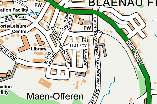 LL41 3DY map - OS OpenMap – Local (Ordnance Survey)