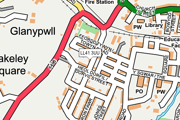 LL41 3UU map - OS OpenMap – Local (Ordnance Survey)