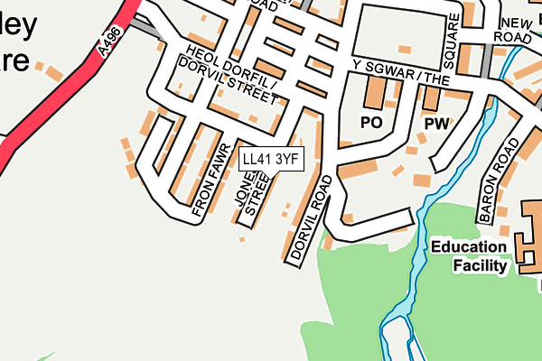 LL41 3YF map - OS OpenMap – Local (Ordnance Survey)