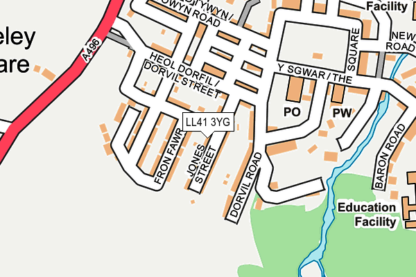 LL41 3YG map - OS OpenMap – Local (Ordnance Survey)