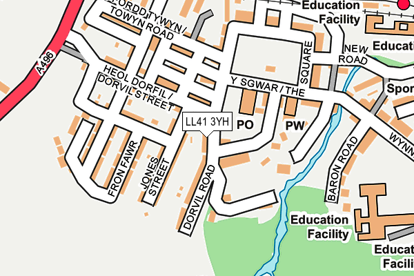 LL41 3YH map - OS OpenMap – Local (Ordnance Survey)