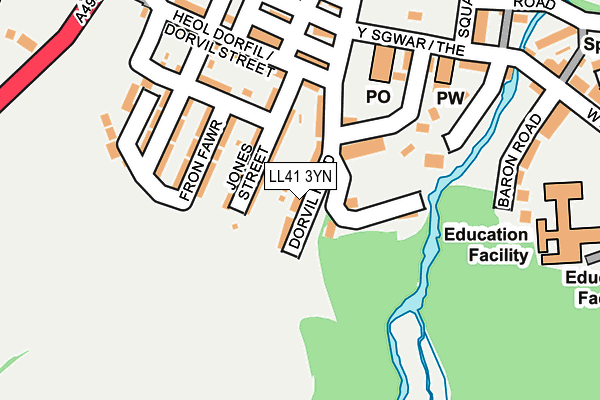 LL41 3YN map - OS OpenMap – Local (Ordnance Survey)