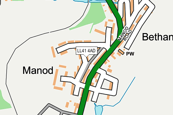 LL41 4AD map - OS OpenMap – Local (Ordnance Survey)