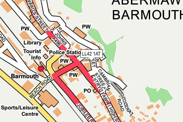 LL42 1AT map - OS OpenMap – Local (Ordnance Survey)