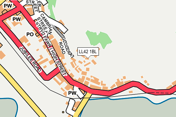 LL42 1BL map - OS OpenMap – Local (Ordnance Survey)
