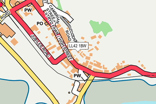LL42 1BW map - OS OpenMap – Local (Ordnance Survey)