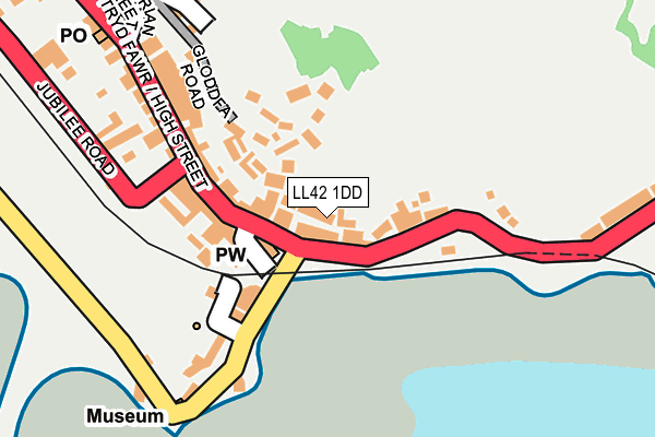 LL42 1DD map - OS OpenMap – Local (Ordnance Survey)