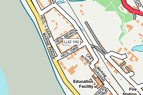 LL42 1HU map - OS OpenMap – Local (Ordnance Survey)