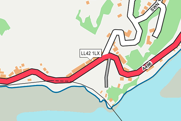 LL42 1LX map - OS OpenMap – Local (Ordnance Survey)