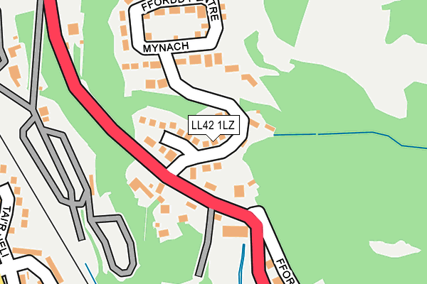LL42 1LZ map - OS OpenMap – Local (Ordnance Survey)