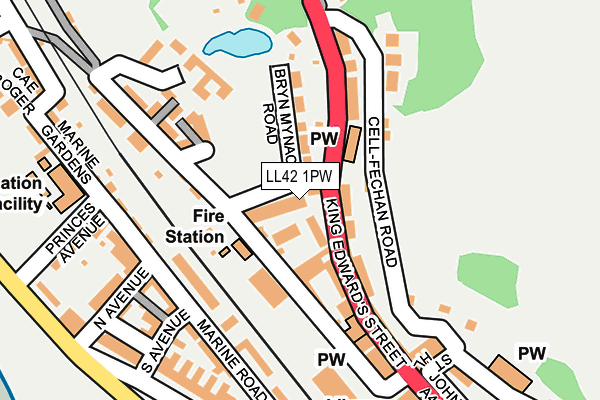 LL42 1PW map - OS OpenMap – Local (Ordnance Survey)