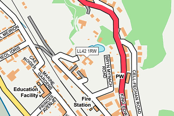 LL42 1RW map - OS OpenMap – Local (Ordnance Survey)