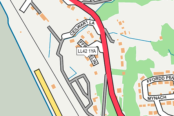 LL42 1YA map - OS OpenMap – Local (Ordnance Survey)