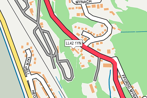 LL42 1YN map - OS OpenMap – Local (Ordnance Survey)