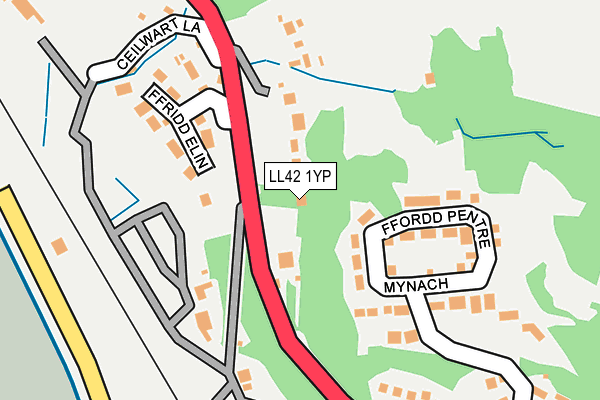 LL42 1YP map - OS OpenMap – Local (Ordnance Survey)