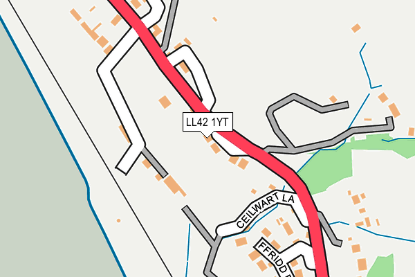 LL42 1YT map - OS OpenMap – Local (Ordnance Survey)