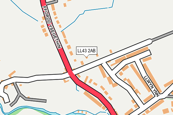 LL43 2AB map - OS OpenMap – Local (Ordnance Survey)