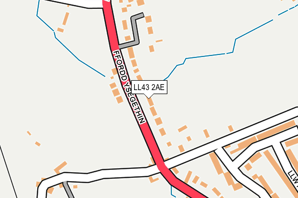 LL43 2AE map - OS OpenMap – Local (Ordnance Survey)